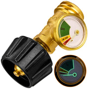 Flame King front view gauge showing color-coded level for quick checks