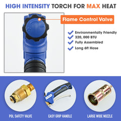 Flame King ergonomic handle and safety lever close-up for controlled operation