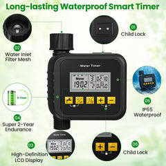 Flapiki timer with rain sensor and child lock displaying weatherproof protection