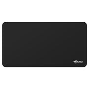 FLASLD front view of black 32x60 grill mat protecting deck