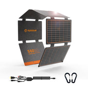 FlexSolar folded front view showing compact portability and convenient carry
