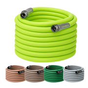 Flexzilla front view showing 100ft hose and benefits of easy handling