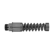 Flexzilla Pro fitting front view showing durable anodized aluminum and quick assembly benefit