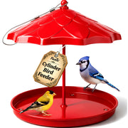 Flockin' front view of hanging metal feeder showing stable design and outdoor durability