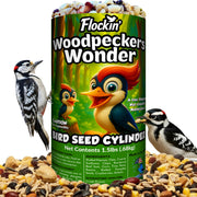 Flockin' front view of cylinder showing full size and shape, attracts woodpeckers