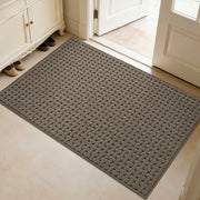 FLOORHUG front view of brown 32x48 door mat showing full size and weave — protects entry