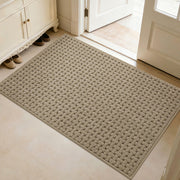 FLOORHUG front view beige mat showing full coverage and neat look