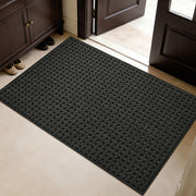 FLOORHUG front view of dark grey 32x48 mat showing clean entry benefit
