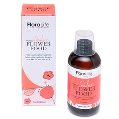 FloraLife 8oz front bottle showing product and clear labeling for convenience