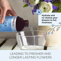 FloraLife Quick Dip being used to dip a fresh stem for instant hydration