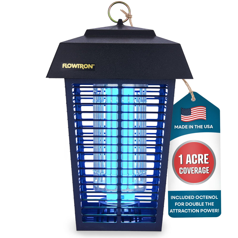 Flowtron front view mounted outdoors showing weatherproof protection