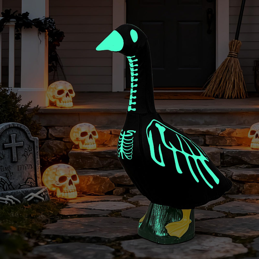 FlufiFiea front view on porch goose showing glowing costume benefit