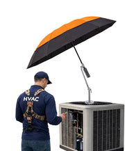 FLYKEY front view orange umbrella showing full canopy and visibility benefit