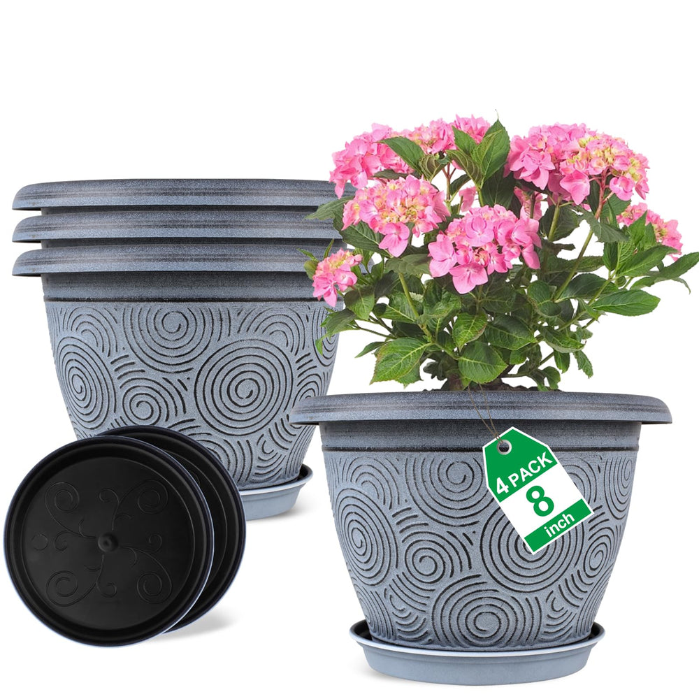 Fodetyff front view of four 8-inch planters highlighting modern look and convenience