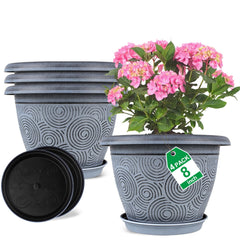 Fodetyff front view of four 8-inch planters highlighting modern look and convenience