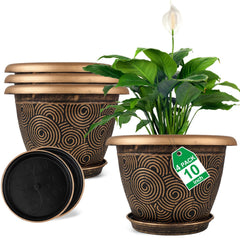Fodetyff front view of four 10 inch planters showing modern styling and tidy display