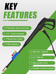 FOOCO pressure washer gun wand and trigger detail highlighting secure connection