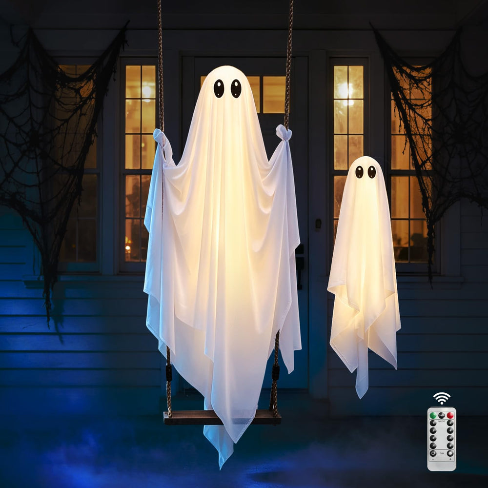 Fopxuni front view of swinging ghost showing motion and curb appeal