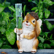 FORUP squirrel rain gauge front view showing decorative charm and measurement benefit
