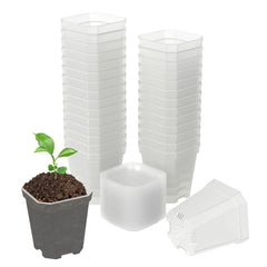 foxany front view of clear nursery pots showing neat stack and durable build benefit
