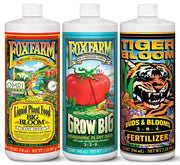 FoxFarm trio front packaging showing three quart bottles for easy dosing