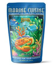FoxFarm front packaging showing Marine Cuisine bag and quick identification benefit