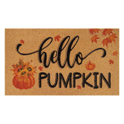 FRAMICS front view of Hello Pumpkin doormat showing warm autumn welcome