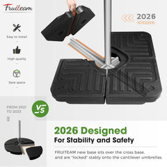 FRUITEAM assembled around umbrella pole securing cantilever stability