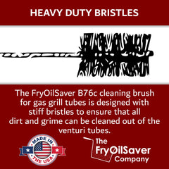 THE FRYOILSAVER COMPANY brush inserted into burner tube demonstrating deep debris removal