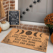 Fttoyoly front view door mat showing full moon design and welcoming quote benefit: seasonal style