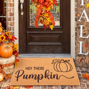 Fttoyoly front view doormat showing pumpkin script and welcoming benefit