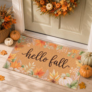 Fttoyoly front view of autumn welcome mat showing seasonal design and curb appeal