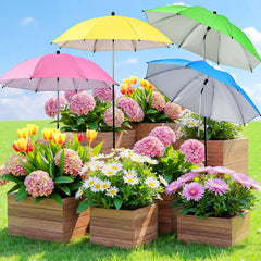 FuBegi front view showing four plant umbrellas protecting pots