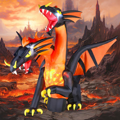 FunFanso dragon front view showing dramatic silhouette and holiday curb appeal