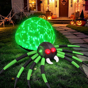 FunFanso front view inflatable spider showing green color and spooky pose for yard impact