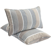 FUNHOME front view gray stripe pillow showing neat finish and outdoor style