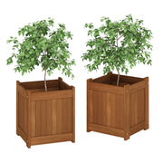 Furinno Tioman front view showing natural finish and balanced design, durable outdoor planter