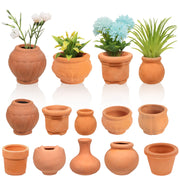 Furjane front view of ten mini clay pots showing rustic charm and variety