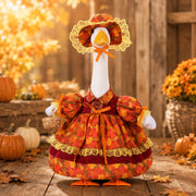 FuWeave porch goose front view showing full maple dress and hat for seasonal curb appeal