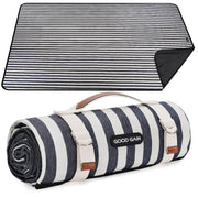 G GOOD GAIN front view showing full Aegean Blue blanket, perfect for picnics