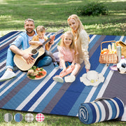 G GOOD GAIN BlueStrip front view showing full blanket and pattern, useful for group seating