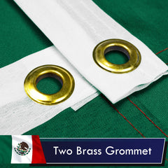 G128 Mexico flag heavy-duty canvas heading with brass grommets for secure mounting