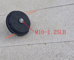 Gabasinover head installed on trimmer shaft demonstrating compatibility benefit