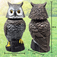 Galashield owl rotating head detail demonstrating motion deterrence