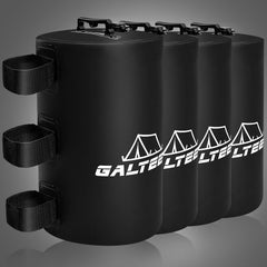GALTEED front view of four black water weight bags for quick canopy stabilization