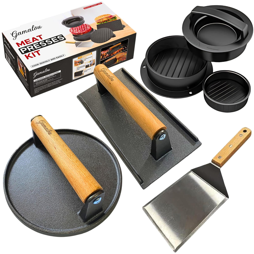 Gamalou front packaging showing full BBQ press kit and gift box