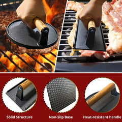 Gamalou rectangular bacon press angled view for flat crispy bacon