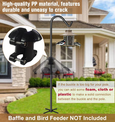 Garbuildman installed on bird feeder pole demonstrating reliable hold