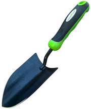 Garden Guru trowel front view showing durable blade and ergonomic handle benefit