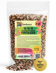 Gardenera front label on 2 quart bag showing product name and NPK benefits